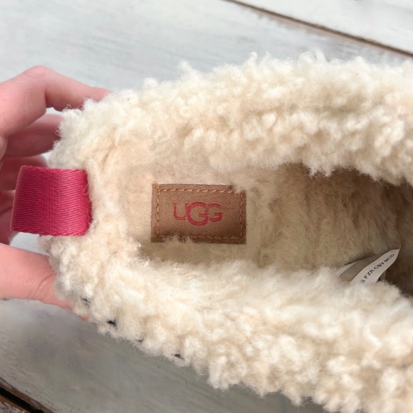 UGG Women's Platform Tazz Shearling Slippers Natural US 8 BRAID Ivory Red Fur - Picture 12 of 16